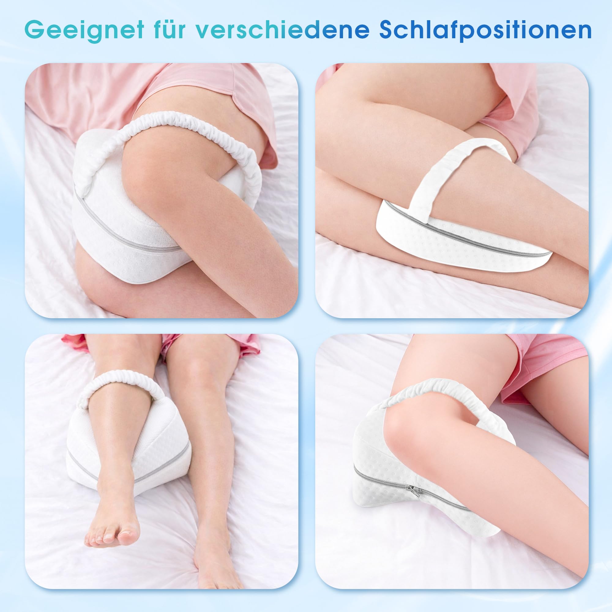 Kniekissen für Seitenschläfer – Ergonomisches Beinkissen aus Memory Foam, Kniekissen zum Schlafen für Beine, Hüfte & Rücken, Atmungsaktiver Bezug, Abnehmbar & Waschbar