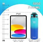 TOPBADE 32oz Water Bottle Stainless Steel with Straw, Insulated Water Bottle with Paracord Handle & Spout Lids, Double Wall Sweat-Proof BPA-Free Metal Insulated Flask