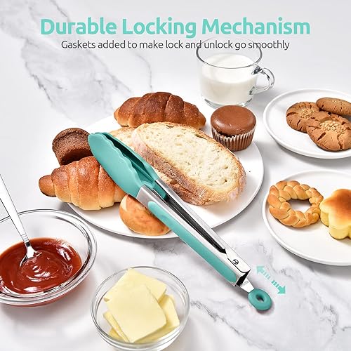 Miniatura 7 de Pinzas de cocina resistentes al calor de 600  pinza de cocina de silicona U-Taste de 9 pulgadas con puntas de goma antiadherentes selladas firmes y