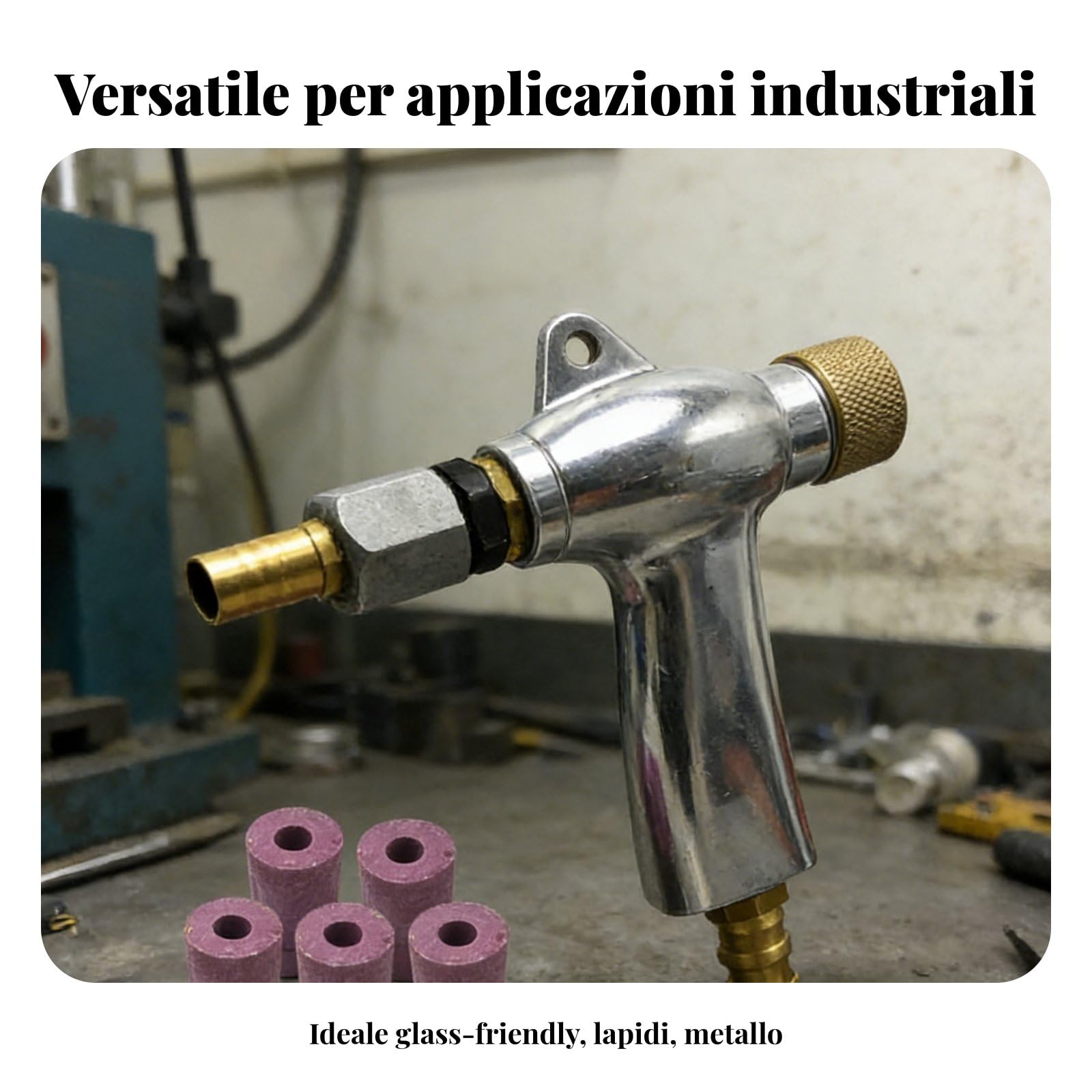 Sabbiatrice Pistola a Getto Ugello Ceramica Strumento Rimozione Ruggine Vernice Incisione Vetro Pietra Corpo Alluminio Robusto Raccordi Ottone, 420 Pistola