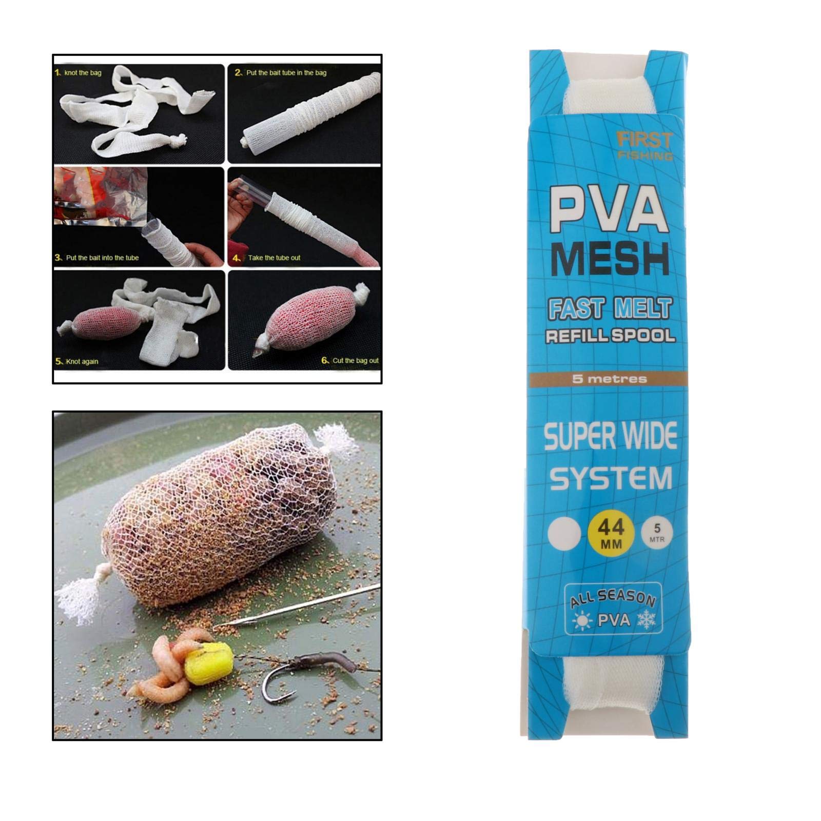 Filet d'appât de pêche PVA soluble dans l'eau - Recharge de sac en maille - 18 mm