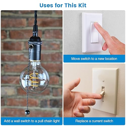 Miniatura 2 de Ortis - Kit de interruptor de luz inalámbrico y receptor, interruptores de pared inalámbricos de rango RF de 300 pies para luces, ventiladores,