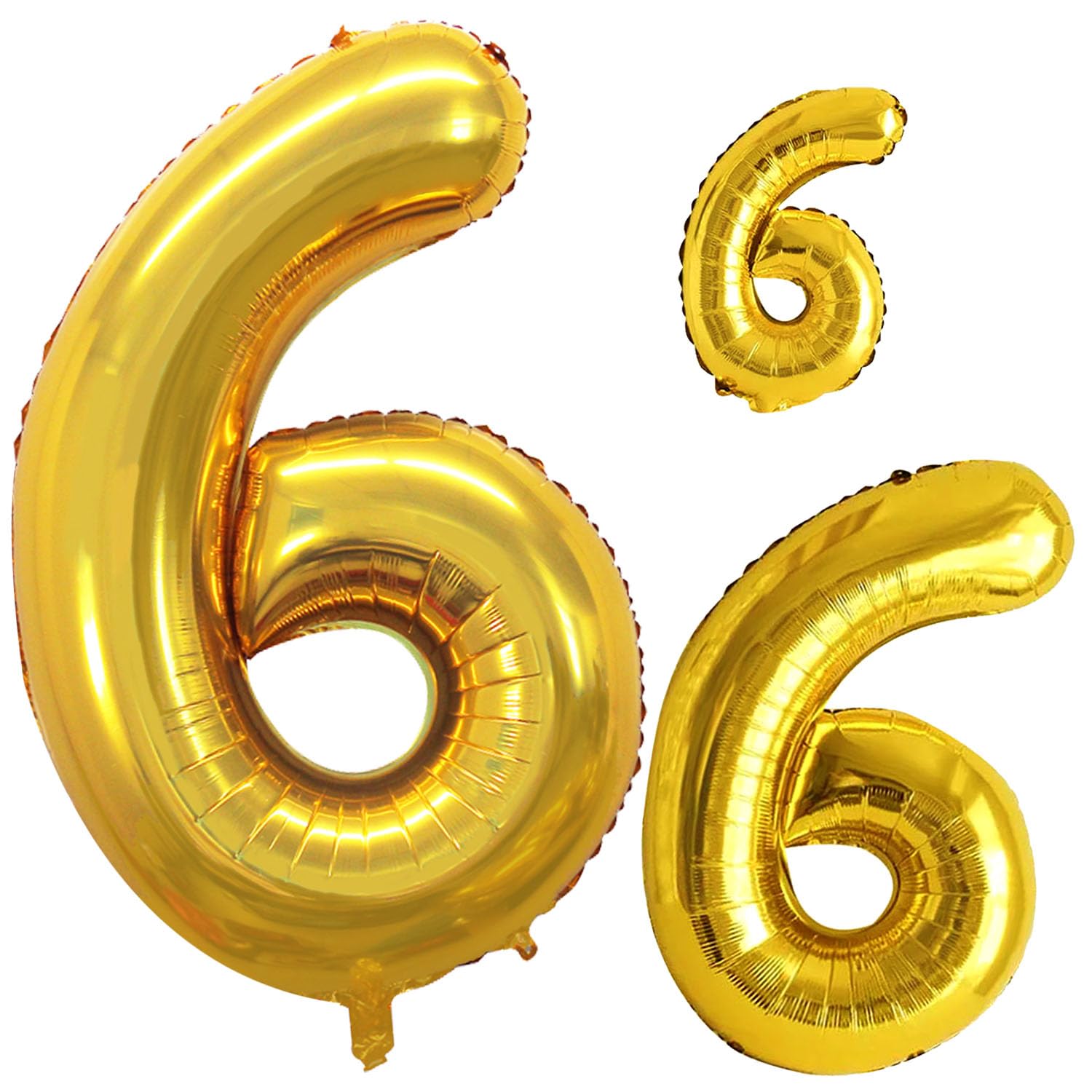 GOER Gold Foil Balloons Number 6,Huge Number Balloons for 6th 66th Birthday Party Supplies Anniversary Decorations (3 pcs,42 inch,32 inch,16inch)