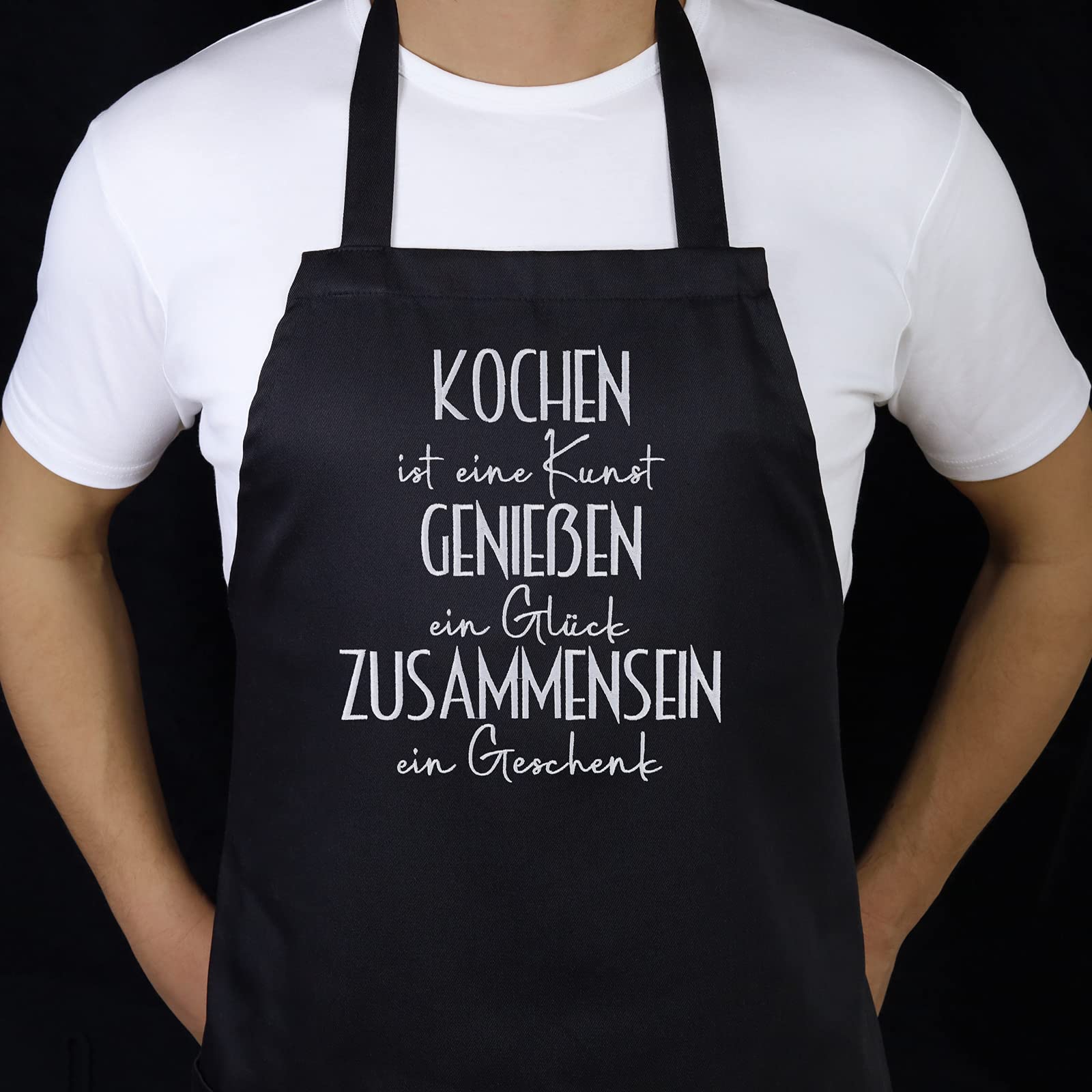 EXPRESS-STICKEREI Schürze kochen Mama/Oma - bestickte Kochschürze verstellbar mit Tasche mit tollem Design Backschürze für Frauen Schürze Damen Küchen-Schürze Muttertag Geschenk Mutter/Ehefrau