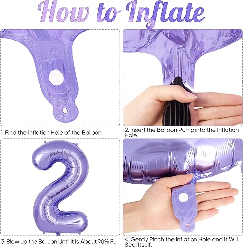 Miniatura 7 de Globo morado del número 2 de 40 pulgadas, globos grandes de aluminio con número de helio, globos gigantes gigantes de Mylar número 1 para decoración