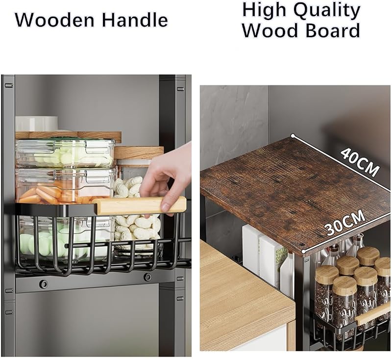 KOLENSA Fém Tárolódoboz Kerekekkel, Stackable Konyhai Szervező Polc, Gyümölcs Zöldség Kocsi