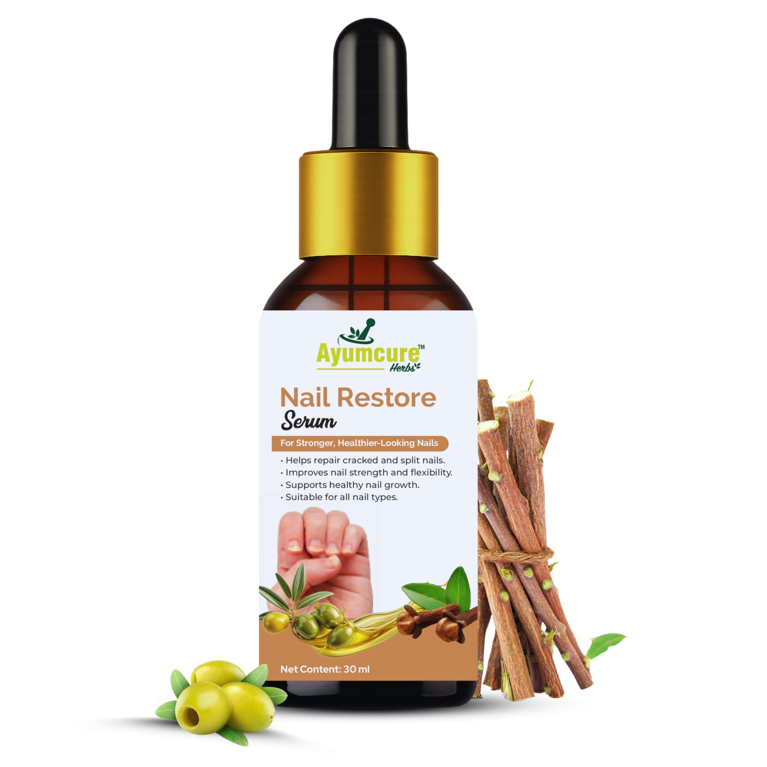 Nail Restore Serum 30ml for Weak & Brittle Nails | Repairs Split & Cracked Nails | Herbal Nail & Cuticle Care with Neem, Turmeric, Tea Tree & Vitamin E-image-26