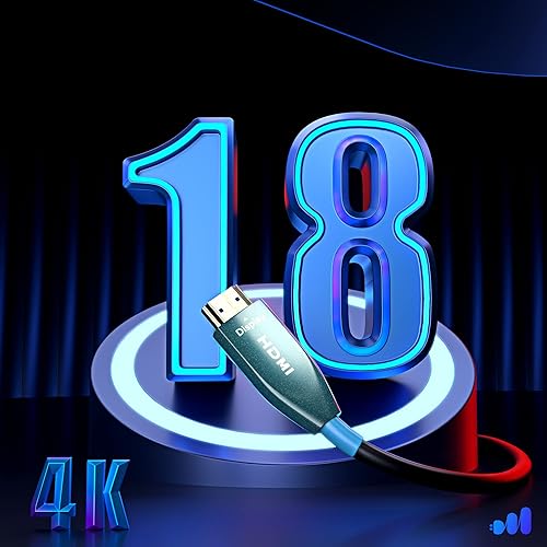 Miniatura 7 de Maximm Cable HDMI 4K de fibra óptica de alta velocidad de 300 pies, 18 Gbps 4K60Hz, unidireccional 2160p, 1080p, HDCP 2.2, compatible con ARC 3D