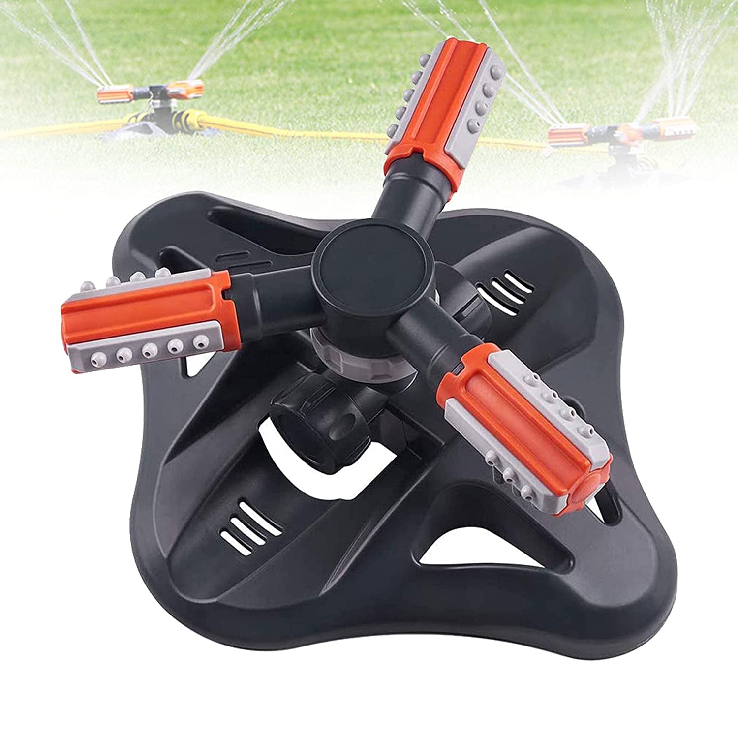 Arroseur de Jardin, Arrosage Automatique Arroseur, Arroseur de Pelouse Automatique Rotatif 360°, 3 Bras Arrosage Irrigation, Système d'Irrigation d’Arrosage, pour Gazon Jardin Pelouse