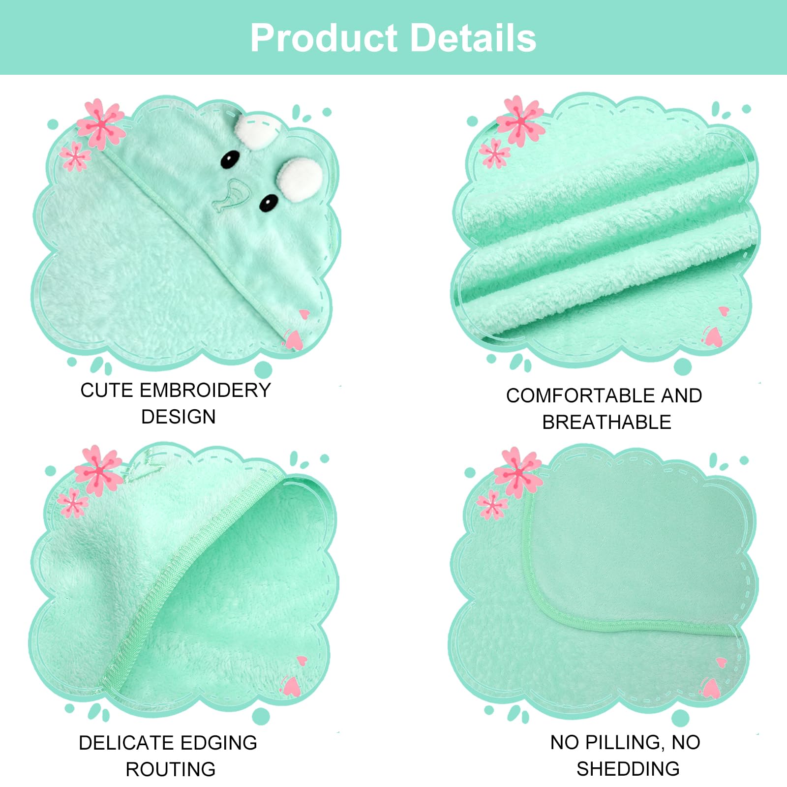 VOSSOT 3 Piezas Toallas de Baño con Capucha, 80 x 80 cm Toalla de Baño con Capucha para Bebé, Toalla Bebe Regalo Recien Nacido Niño Toallas Bebe con Capucha de Animales 0-3 Años Capa de Baño Bebé
