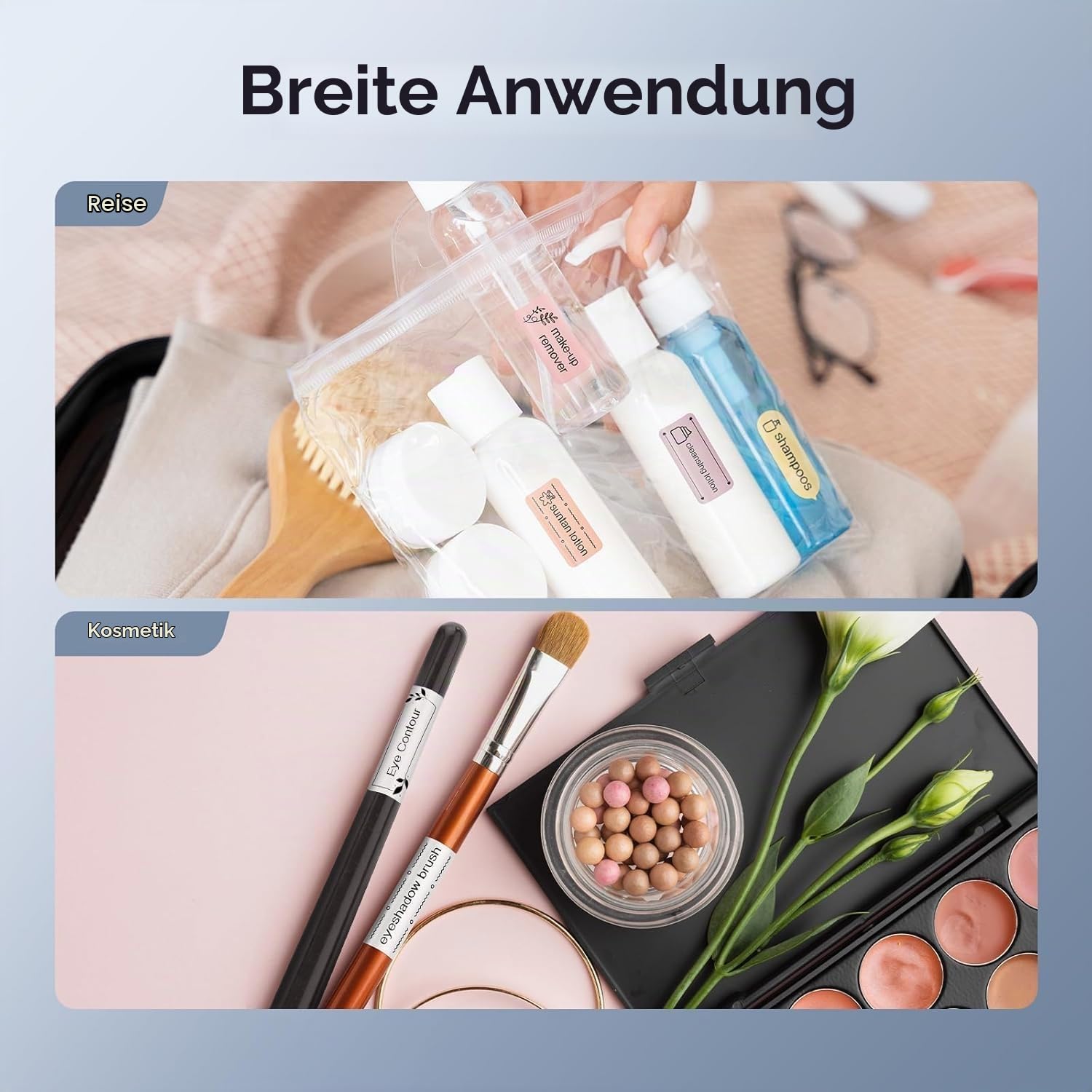 NIIMBOT D11 Etikettendrucker Selbstklebend mit 3 Etikettenrollen(Weiß)