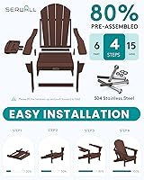 Vista 342 de SERWALL - Silla plegable Adirondack para patio, jardín, exterior, resistente a la intemperie, sillas para hoguera, color naranja