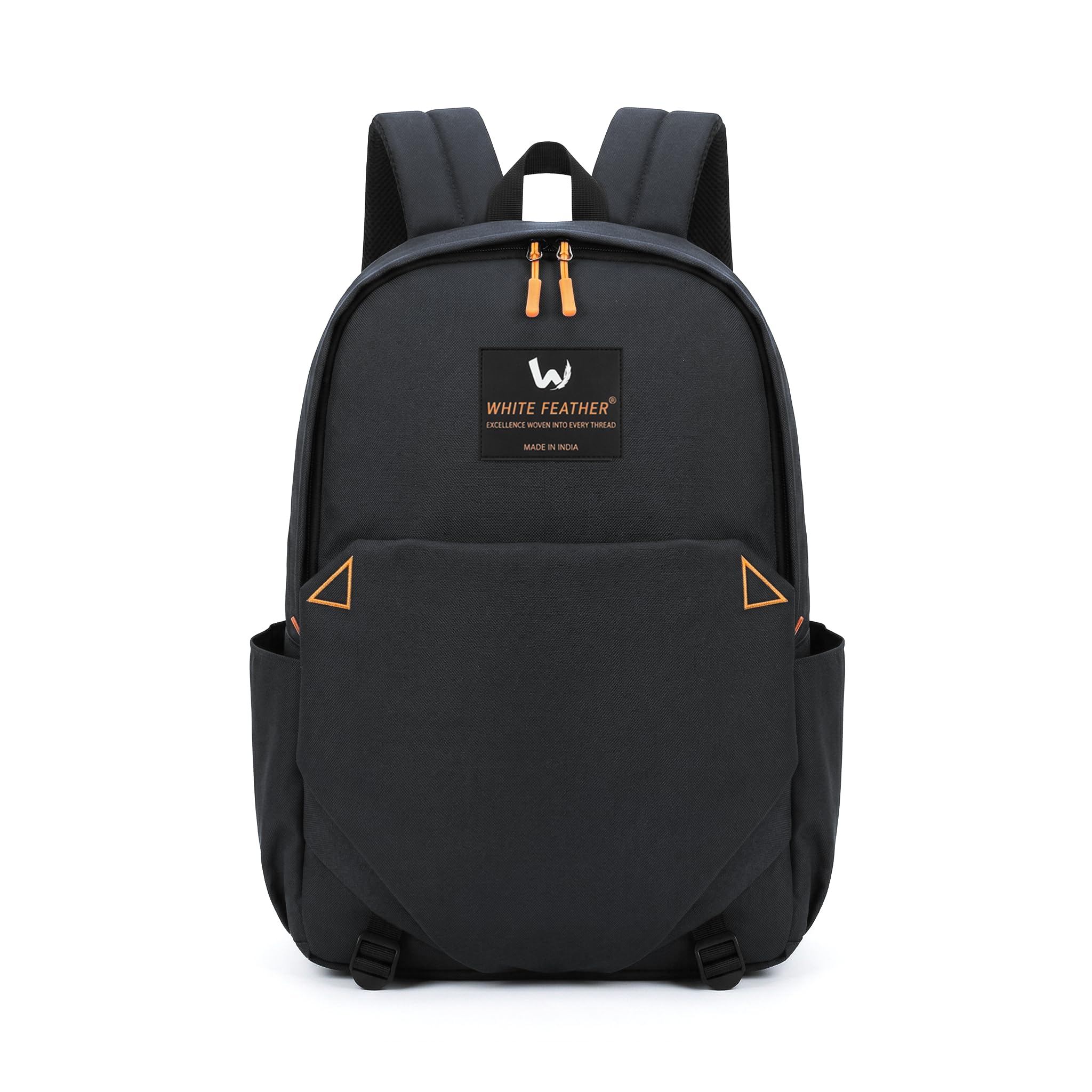 white feather Compact Carry X3 Lightweight Backpack | Stylish Casual Daypack for Men and Women | Small Travel and College Bag with 14 Inch Laptop Sleeve and Bottle Pockets (Black 18X13X6 Inches)-picture-17