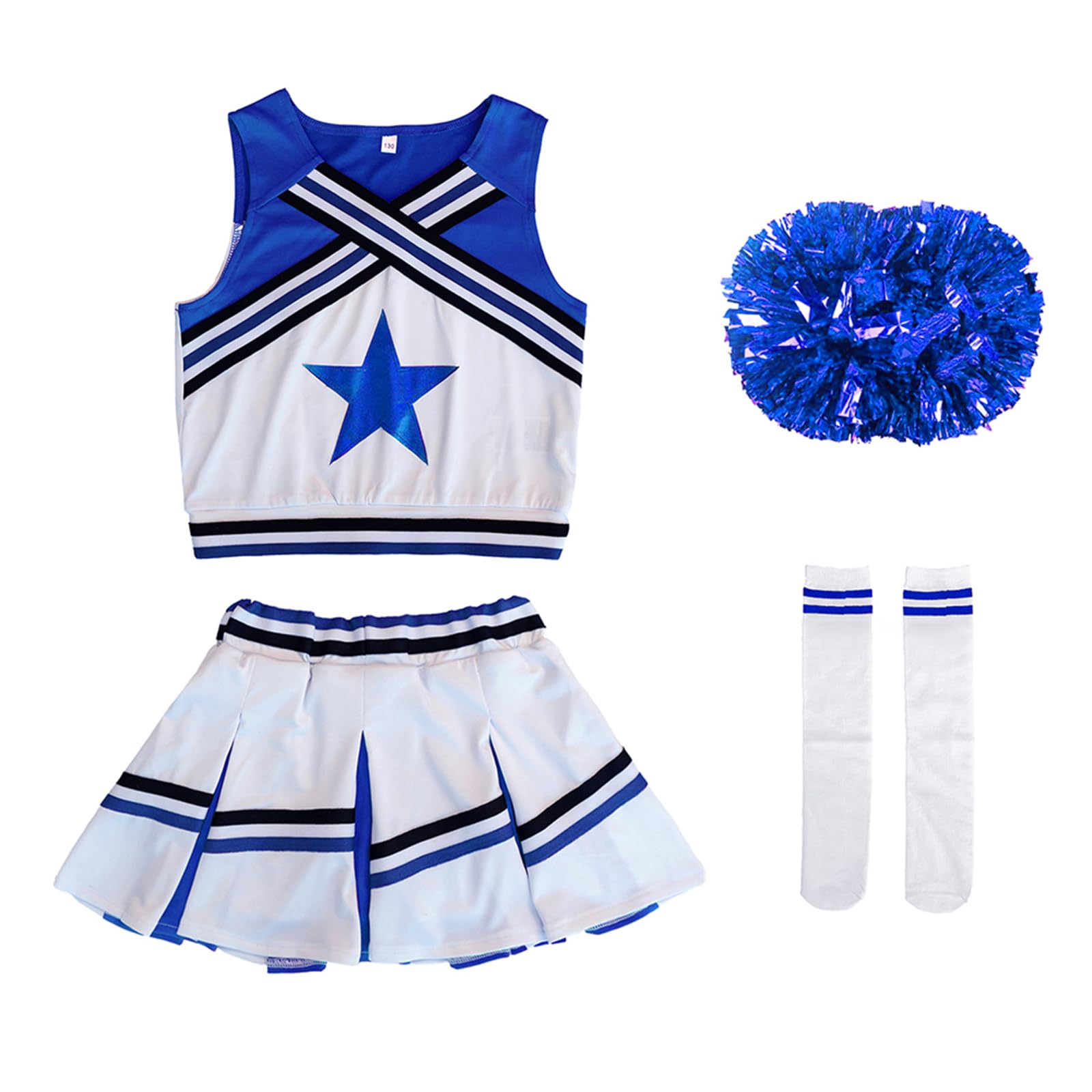 LOLANTA Costume da Ragazza Cheerleader, Carnevale o Evento Sportivo Fancy Dress Up con l'abito di Pom Poms, 4-13 Anni