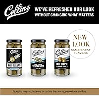 Vista 5 de Collins Gourmet Aceitunas de Queso Azul, Guarnición Premium Rellena de Queso para Cócteles, Martinis, Bloody Marys, Bandejas de Aperitivos