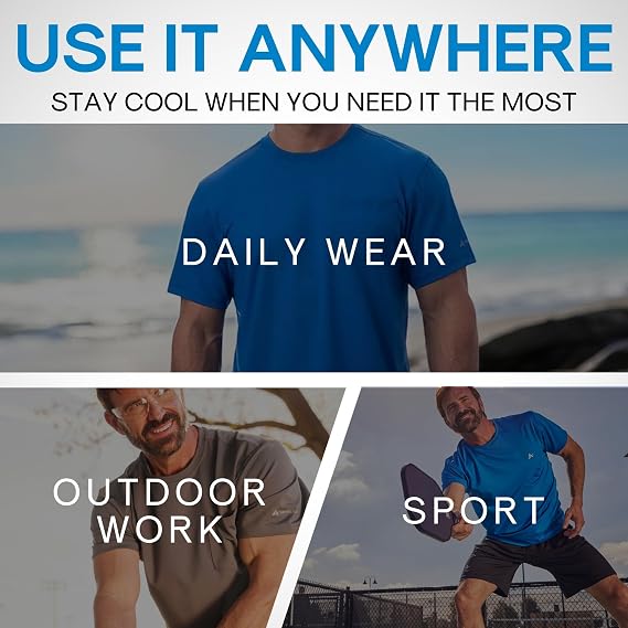 Arctic Cool Mens Crew Neck Instant Cooling Pocket Workwear Moisture Wicking Performance UPF 50+ Short Sleeve Shirt