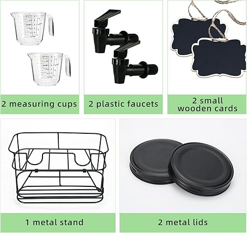 Miniatura 3 de 2 juegos de dispensador de detergente para ropa de 1 galón con soporte, taza medidora, contenedor de detergente de vidrio para lavandería para