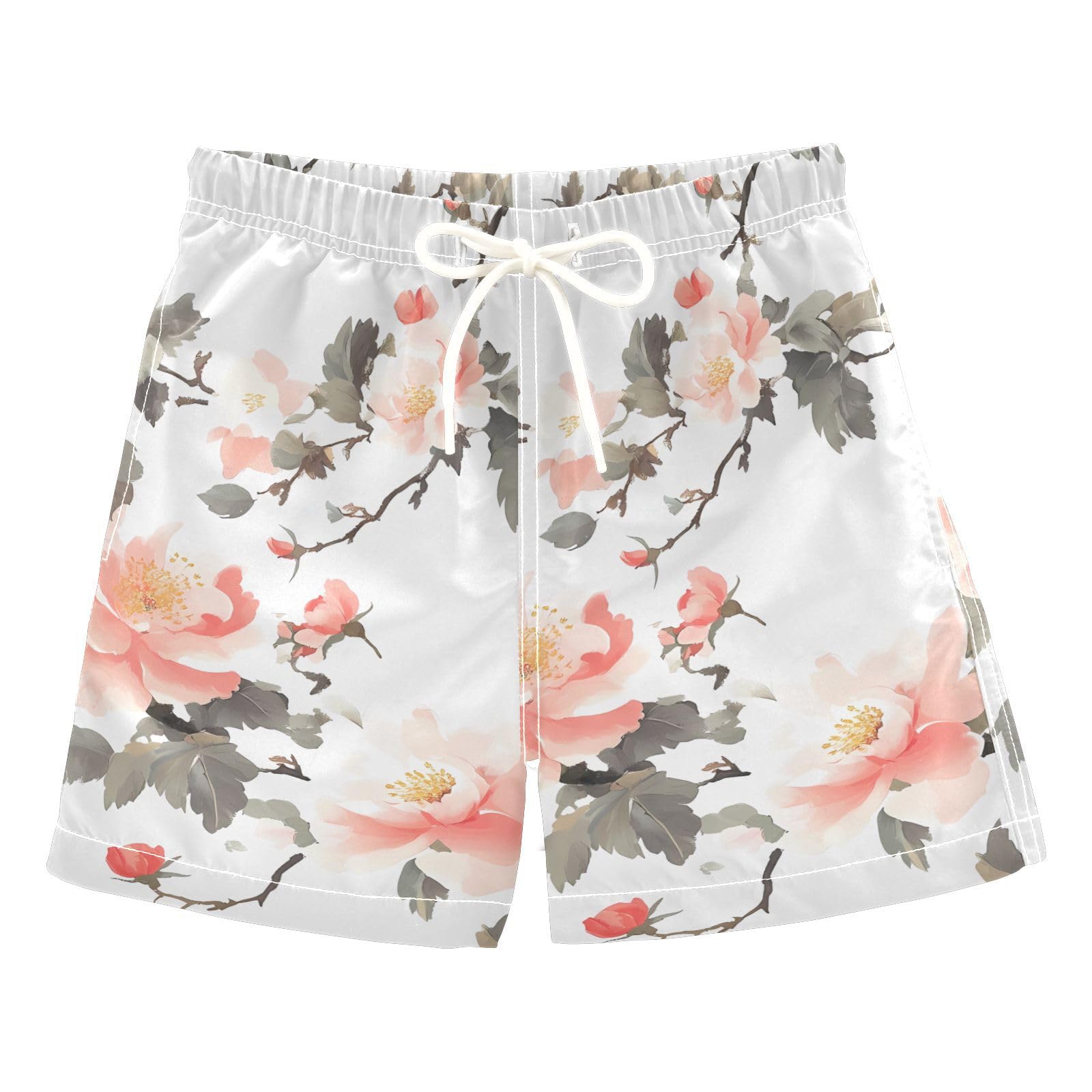 Zathe Peach Flowers Toddler Swimtrunks Swimming Party Boys Toddler Surfing Shorts Kids Swimwears Birthday Presents XL 12Y