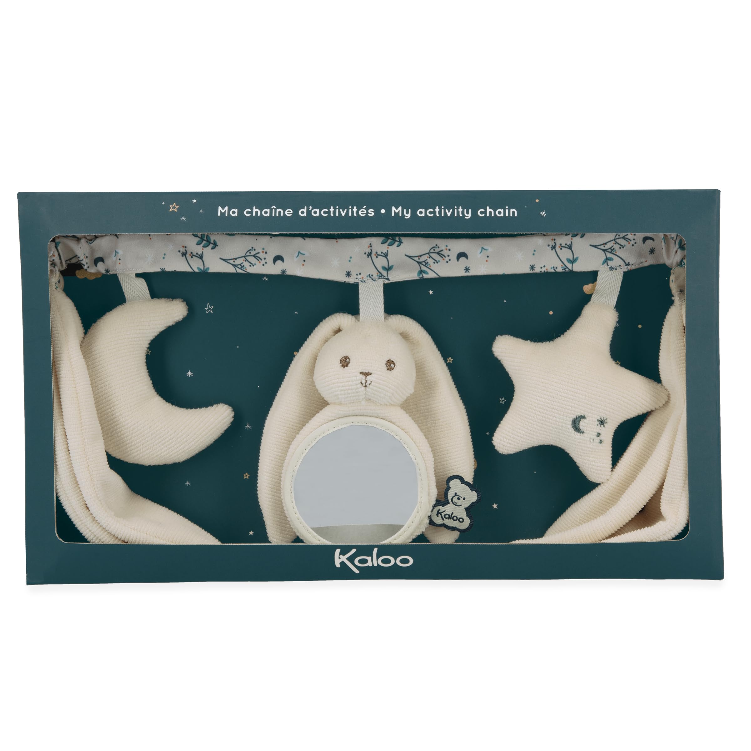 KALOO Catena Attività per Bebè Ideale per Passeggino, lettino, culla Lunghezza 40 cm Arco Attività Lapinoo per Bebè con Sonaglio Colore Crema Dalla Nascita K218023