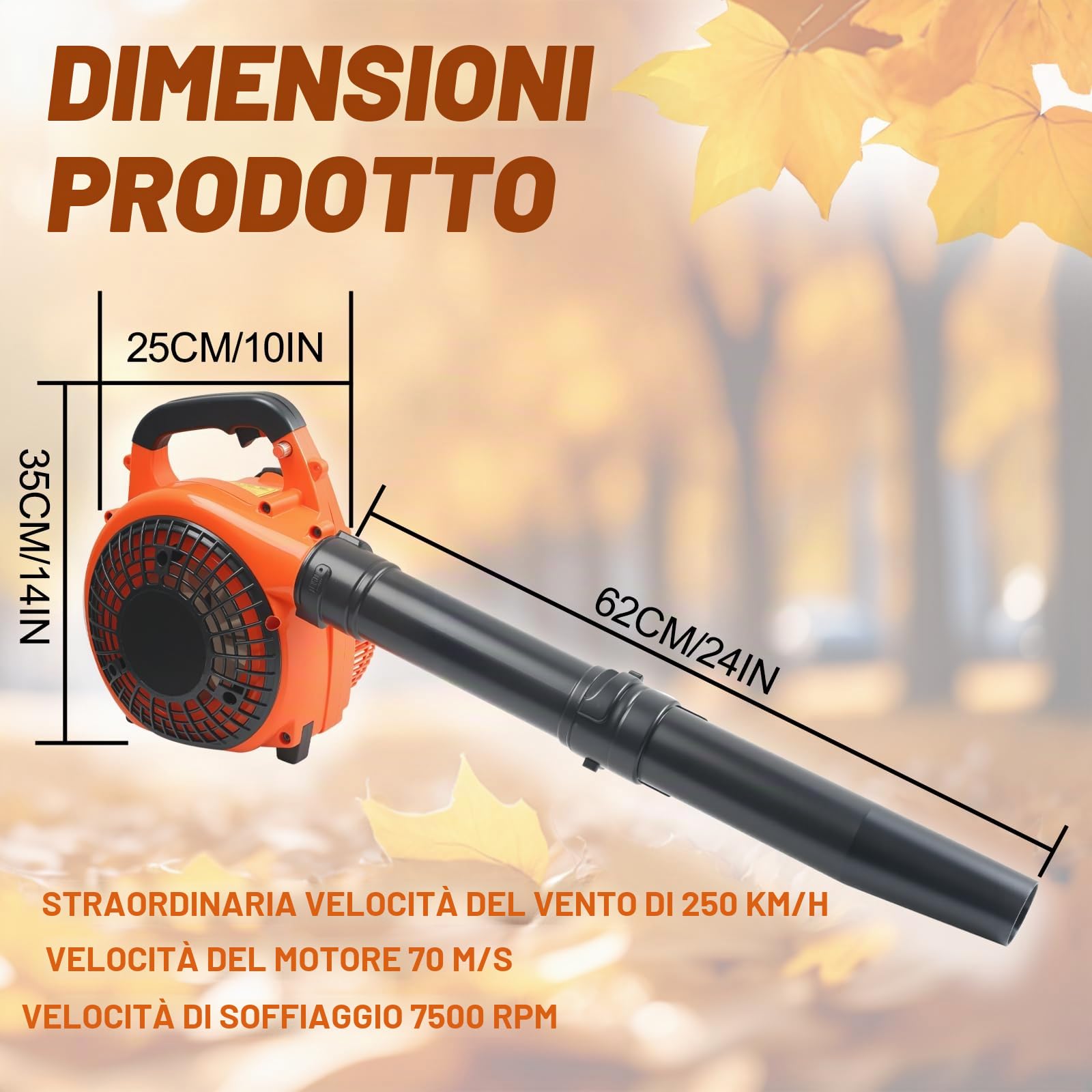 Soffiatore portatile a benzina, soffiatore per foglie, soffiatore senza fili, 26 cc, soffiatore da giardino, 380 CFM, motore raffreddato ad aria a 2 tempi, per foglie, terrazze, giardini