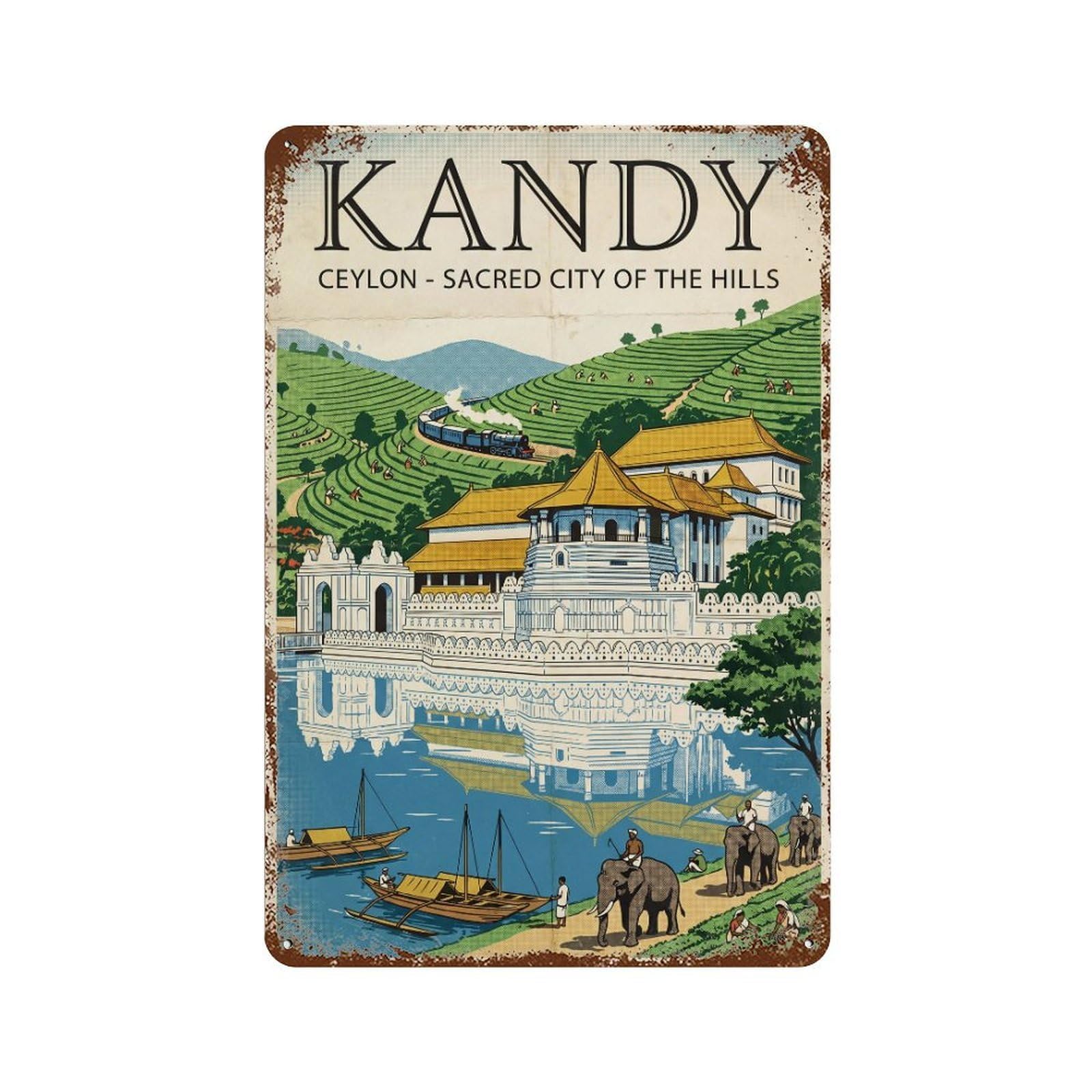 Metal Tin Sign Sri Lanka Kandy Travel Retro