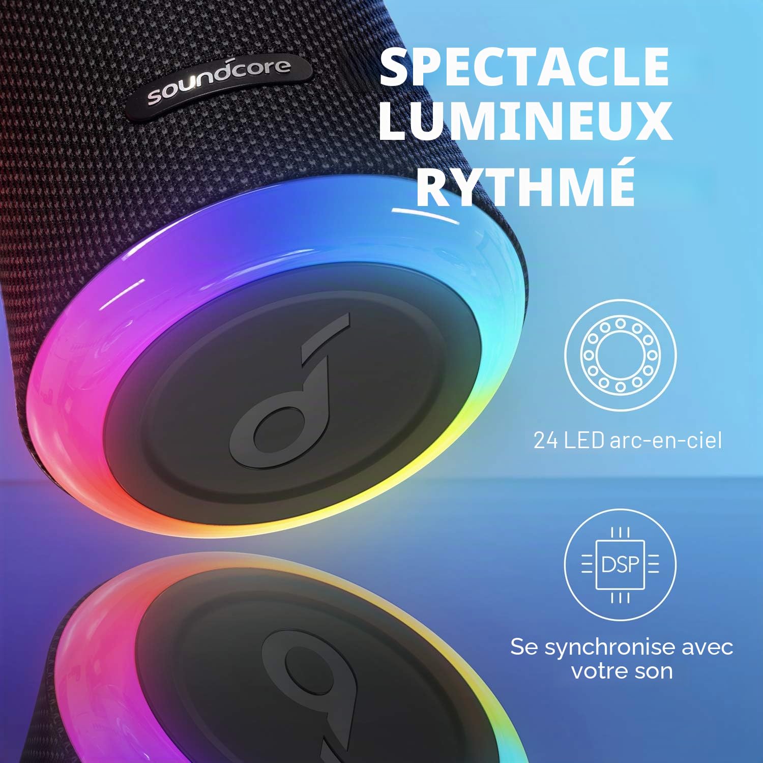 soundcore Anker Flare 2 Enceinte Bluetooth avec Protection IPX7 Contre l'eau IPX7, Son Complet à 360°, pour l'extérieur, Le Jardin, la Plage, Les Vacances, avec PartyCast, régulation EQ et 12 Heures