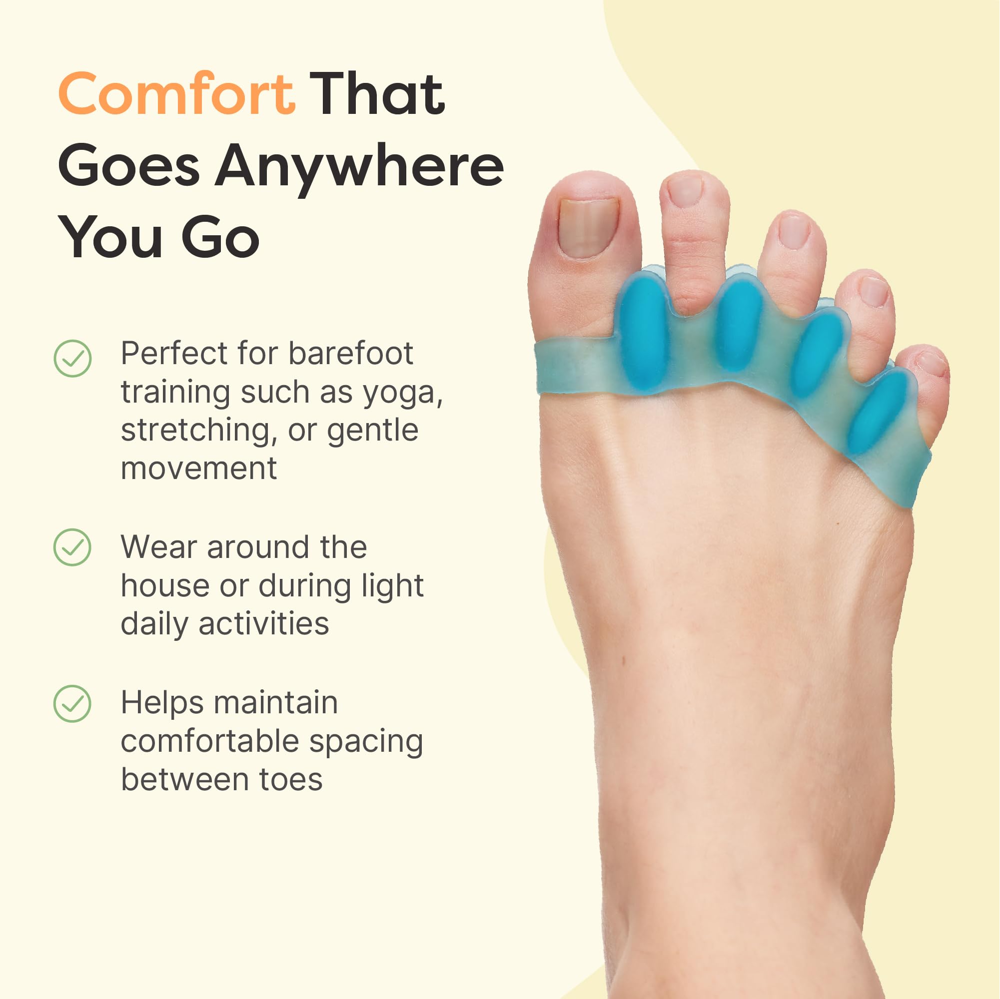 ZenToes Distanziatori in silicone per il corretto allineamento delle dita dei piedi, per alluce valgo e dita a martello, 2 paia (blu)
