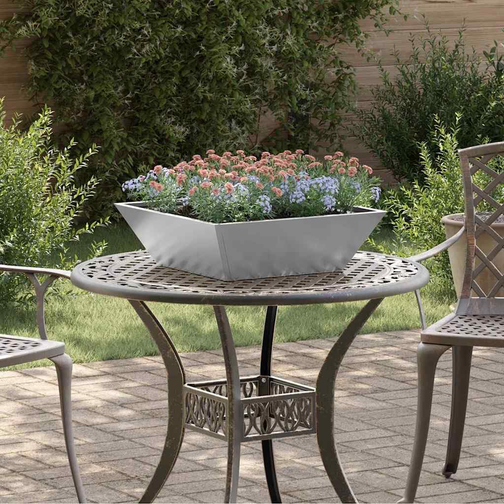 Garten-Pflanzgefäß Silber aus verzinktem Stahl 50 x 50 x 15 cm, wetterfester Blumentopf mit Abflussloch, vielseitiger Balkonkasten und Kübel für Garten, Terrasse und Indoor Nutzung