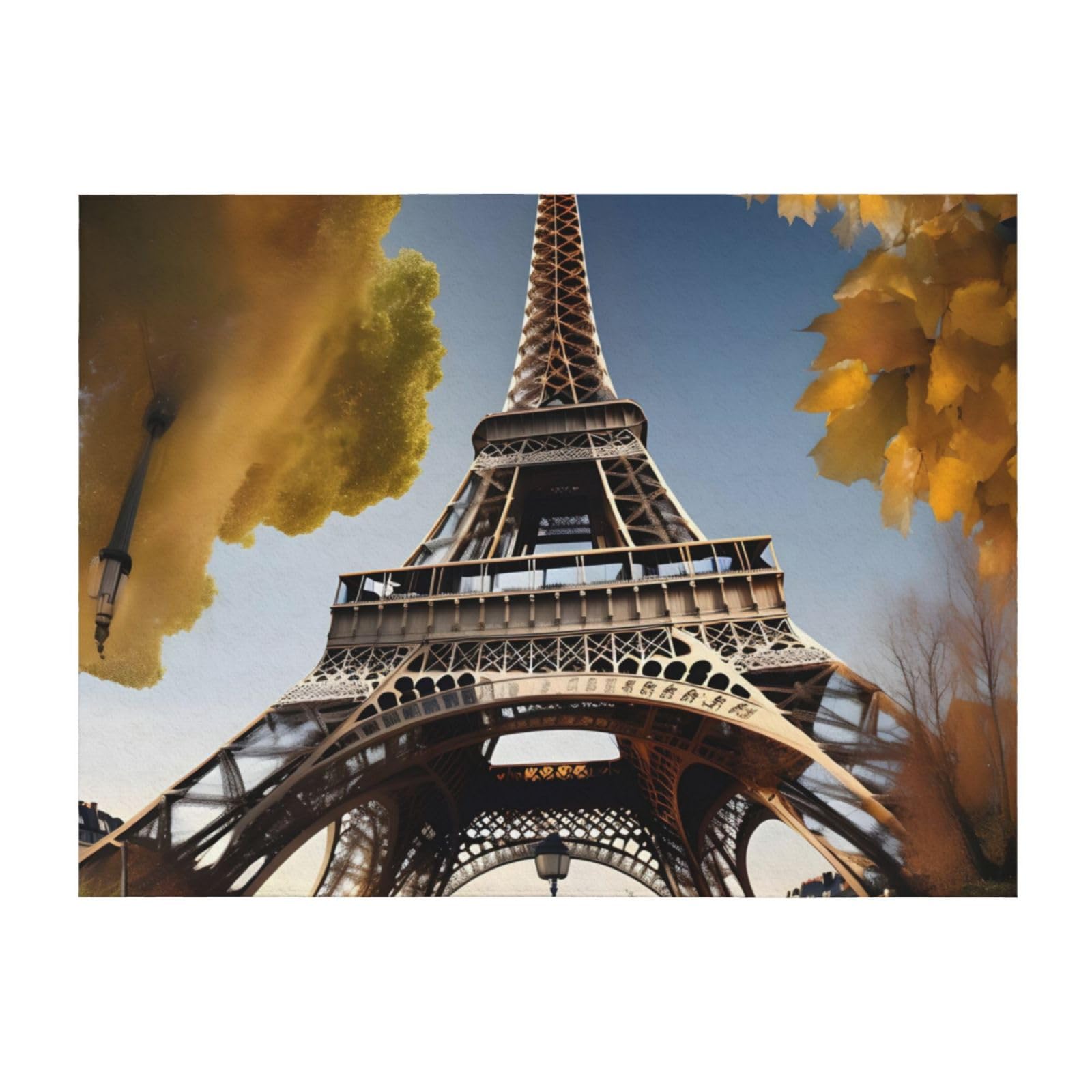 Couverture Paris Tour Eiffel en microfibre haut de gamme et ultra douce