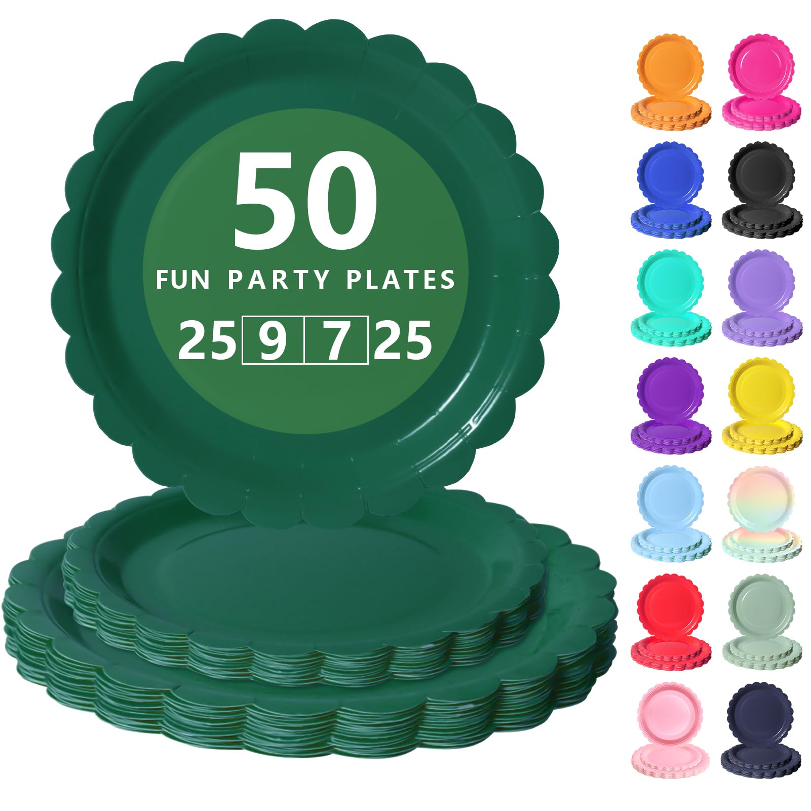 Nkaiso 50 Pcs Dark Green Disposable Party Paper Plates Set