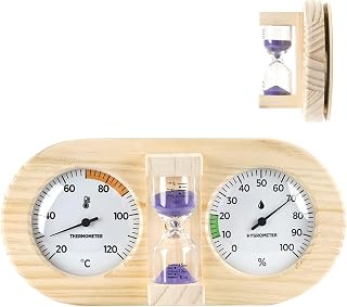 THOUSAND SUNNY Sauna Thermometer and Hygrometer, 3 in 1 Wall-Mounted Sauna Sand Timer Accessories for Sauna Room 15 Minute