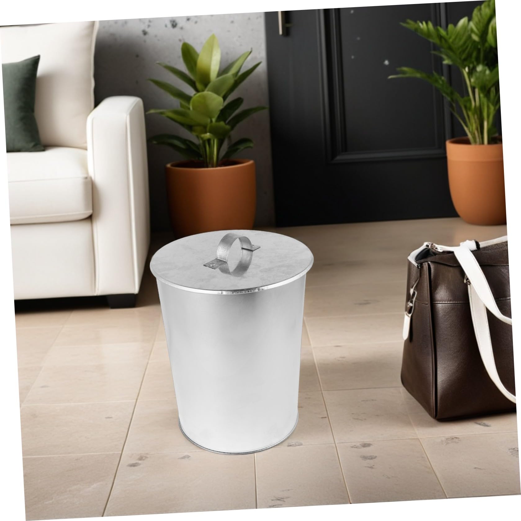 Secchio Leggera Argento Cenere e Portatile Zincato per in Ferro Soluzione con Coperchio Raffreddamento Efficiente, per Campeggio e Area Barbecue