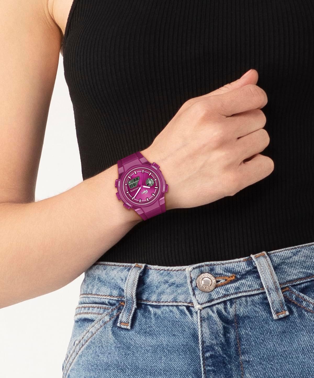Lacoste LC33 40mm Women’s Analog-Digital Watch – TR90 Case – Silicone Strap – Multi-Function Display with Stopwatch and Timer
