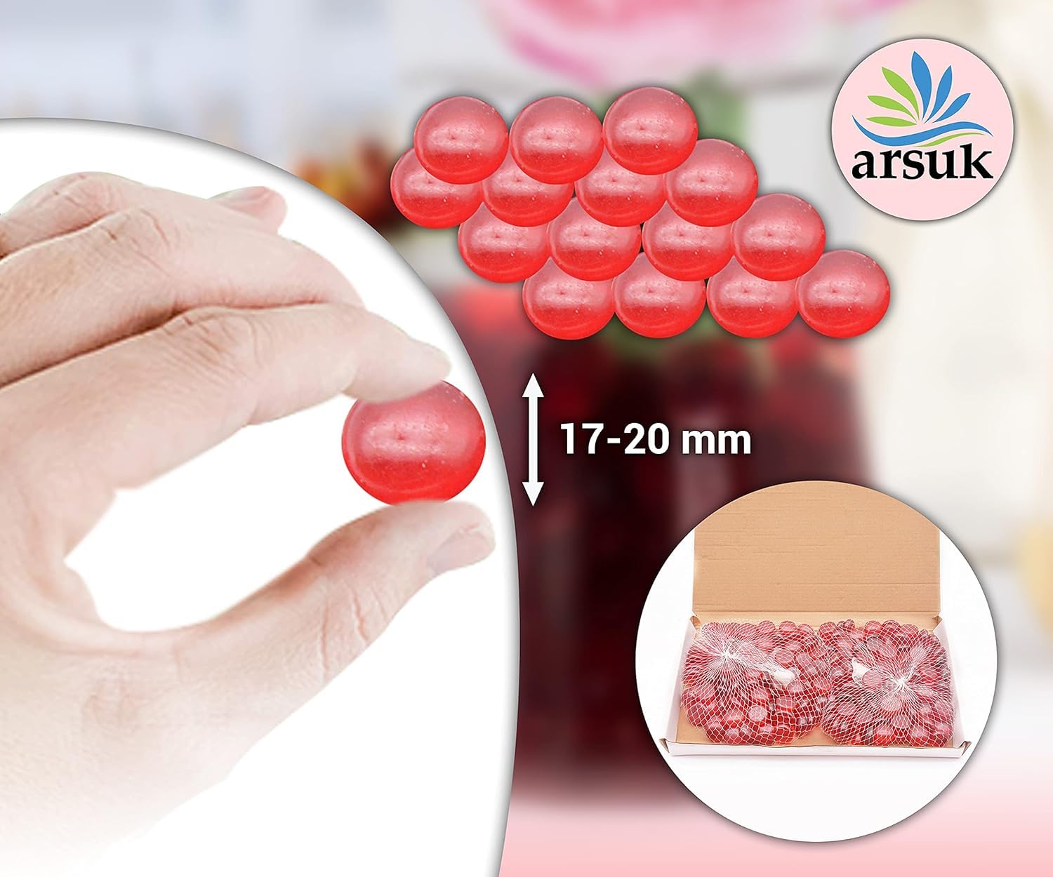 ARSUK 80 Pcs Red Pebbles, Glass Pebbles for Decoration in Fish Tanks Aquariums, Vases, Plant Pots, Gardens, and Home Decor - Image 3
