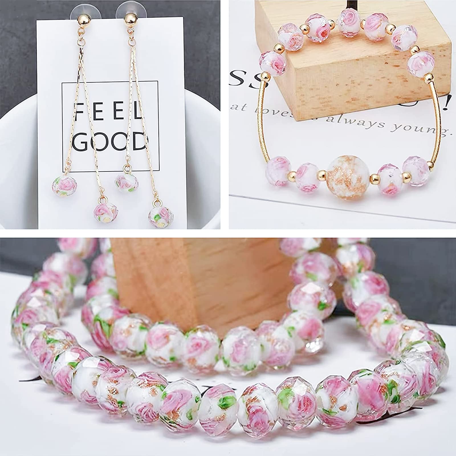 OLYCRAFT Perle oro sabbia lampwork perline fiore interno perline di vetro distanziatore sfaccettato perline allentate ciondoli ciondoli per artigianato fai da te braccialetti collana creazione di