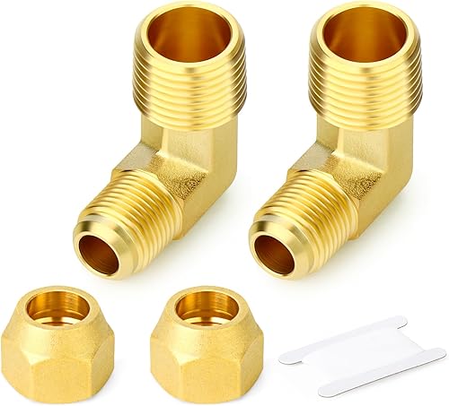 Miniatura 128 de GASHER 10 piezas de latón SAE 45 grados Flare Tube Fitting, 1/2" Flare Nut Aire Acondicionado Tubo de cobre Extensión de tubo de cobre a tope Tuerca