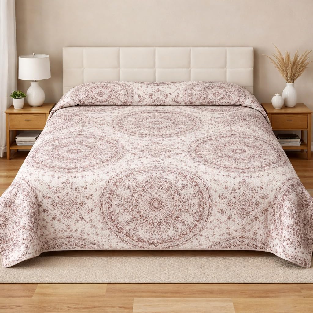 Genérico Colcha Bouti Acolchada Ligera para Cama | Edredón de Verano Suave y Transpirable | Cubrecama Decorativo Disponible en Varios Diseños y Medidas. (Multicolor, Cama 90, Hojas Suaves) — view 7