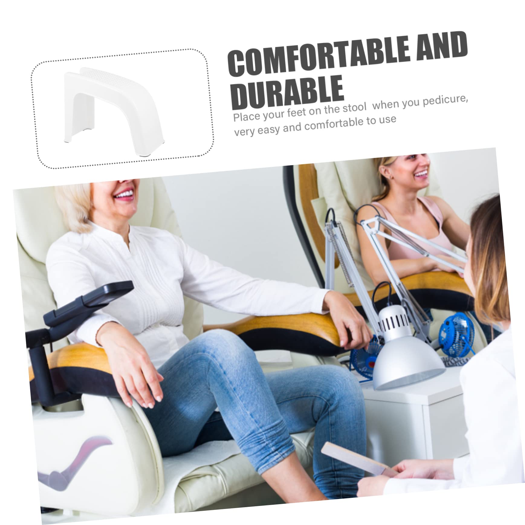 Sgabello Poggiapiedi per Pedicure in Abs Beige per Saloni | Uso in Pedicure e Foot Care Salon, Vano Porta Utensili, Formato Pratico per Casa e Bagno