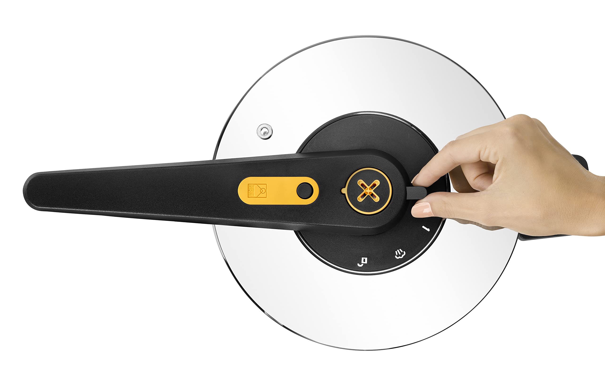 BRA Excellent | Olla a Presión Rápida de Fácil Aberura de 7 Litros, Fabricada en Acero Inoxidable 18/10, Con 2 Programas de Cocción y Sistema de Bloqueo de Apertura, Apta para Todo Tipo de Cocinas