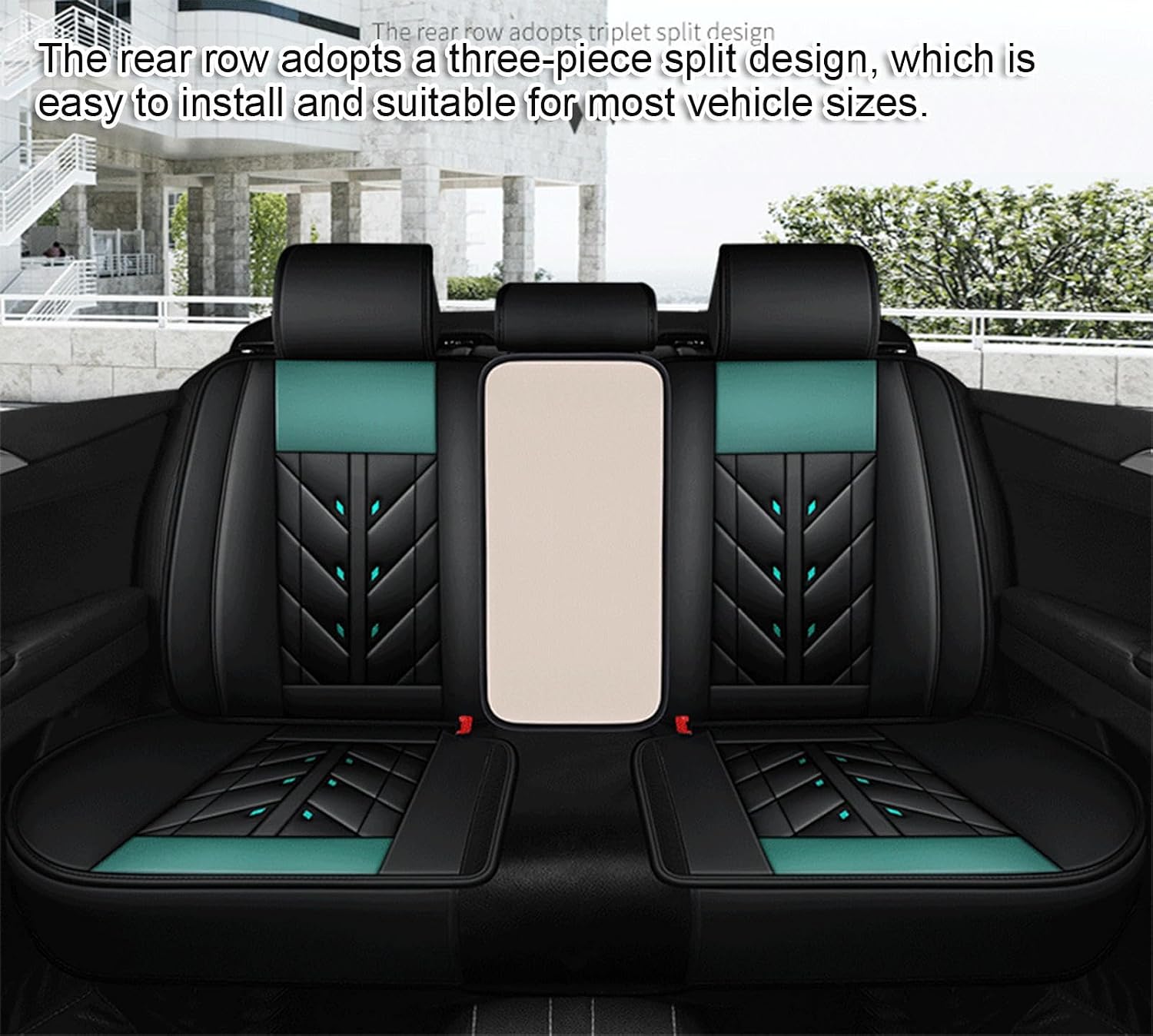 Car Seat Covers Full Set,Faux Leather Seat Covers for Cars SUV,Super Breathable,Full Wrapping Edge,Universal Automotive Seat Covers Fit for Most Sedans,B