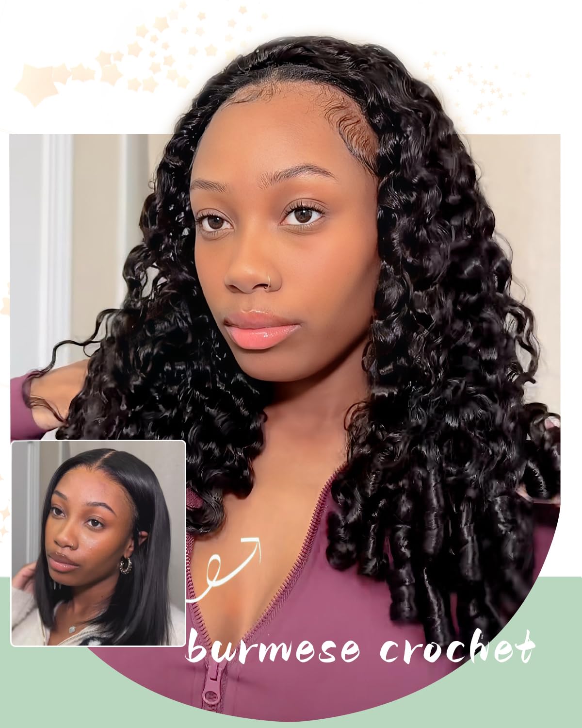 Burmese Curly Crochet Human Hair 18 Inch 120g Knotless Pre-Separated Feather Crochet Human Hair Reusable Virgin Hair Extensions with Spiral End