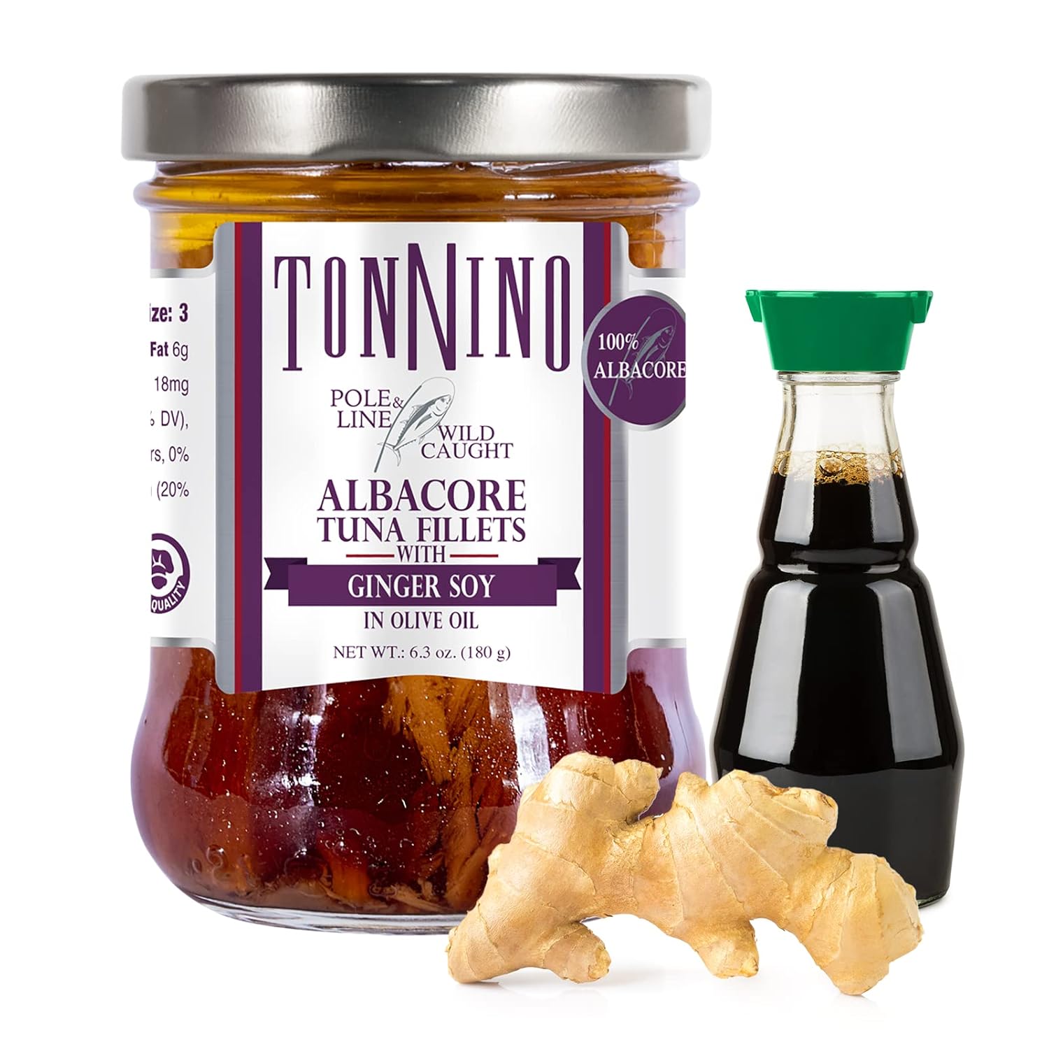 Tonnino Albacore Tuna in olive oil with Ginger Soy 6.3oz 6