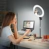 Ring Light with Stand for Streaming - Evershop 10'' Led Desk Lighting with Phone Holder for Laptop,Webcam,Computer Monitor,Circle Lights for Video Recording, Zoom Calls, Online Meetings,Selfie, Makeup