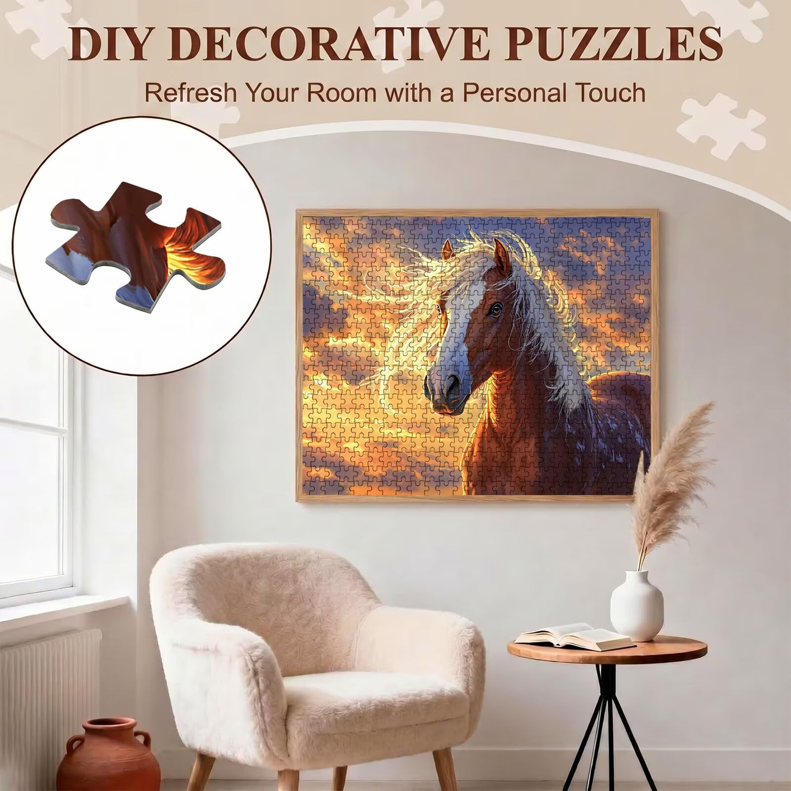 cavallo Tramonto Puzzle 6000 Pezzi per Adulti, Puzzle in Legno - Collezione Classica con Poster Incluso - Sfida di Concentrazione e Passatempo Antistress, Gioco per Famiglia, 179 x 105 cm f0-655
