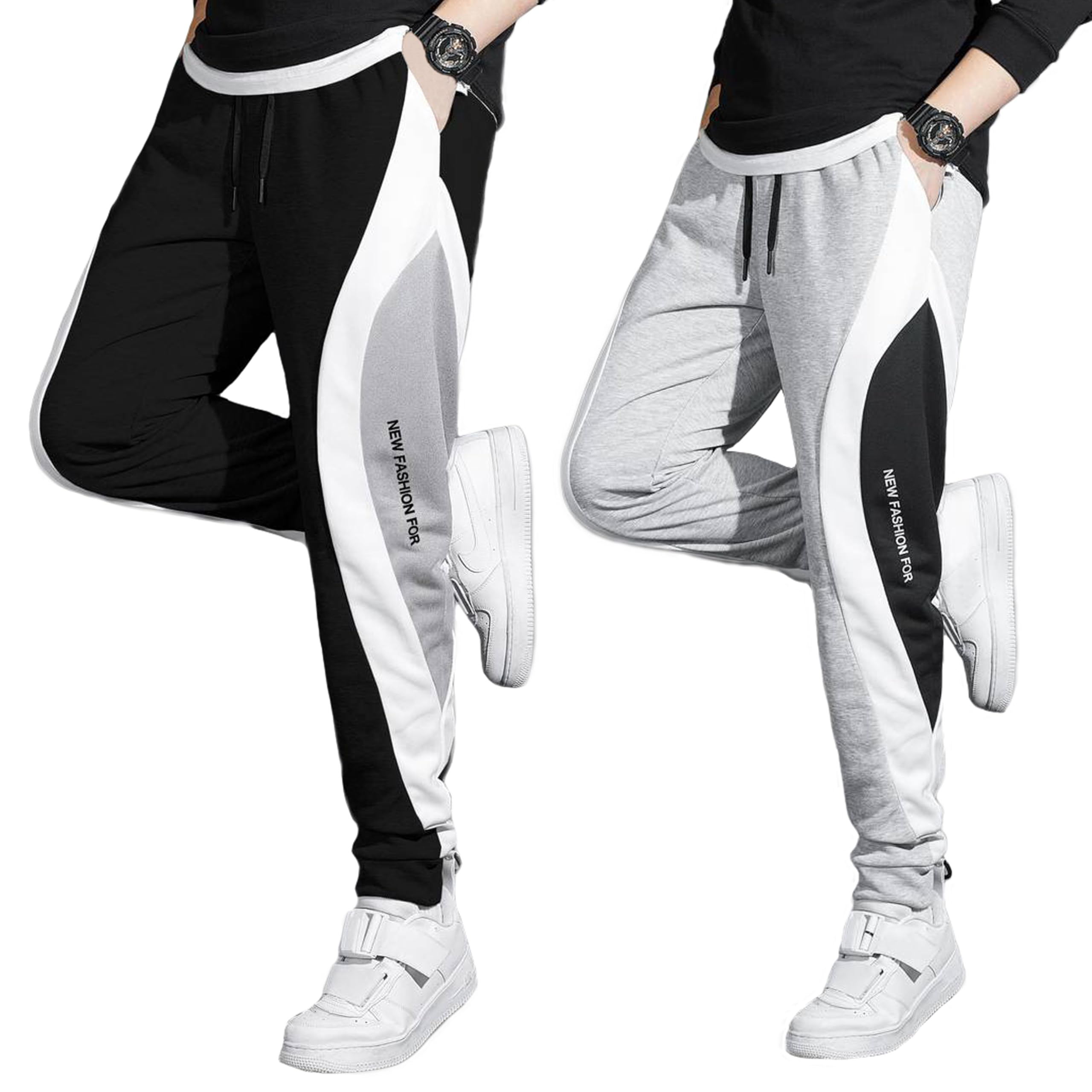 ガッチャン1PIU1UGUALE3GOLFPLAYERSRIB PANTS GYRFALCON Men's Regular Fit, Colorblock, Cotton Blend Track Pants