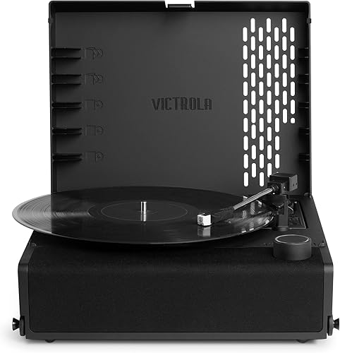 Miniatura 3 de Victrola Revolution GO - Reproductor de discos portátil Bluetooth de 3 velocidades y estuche de transporte y almacenamiento de discos de vinilo