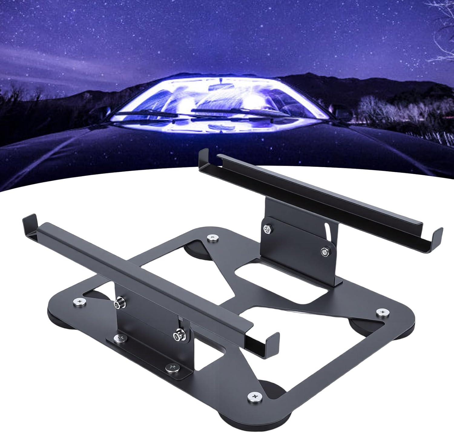 LiebeWH Rectangular Satellite Magnet Mount 220lbs Heavy Duty Base with 30 Degree Adjustable Carbon Steel Bracket for Car RV Roof
