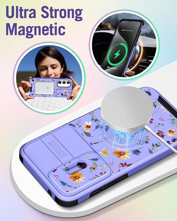 Buleens for Samsung Galaxy S23 Plus Case 6.6 Inch - with Ring Stand & Camera Cover Cute Designed Women Girls Girly Pretty Flower Floral for Samsung S23 Plus Case Compatible with Magsafe by Buleens - Used condition - Image 4