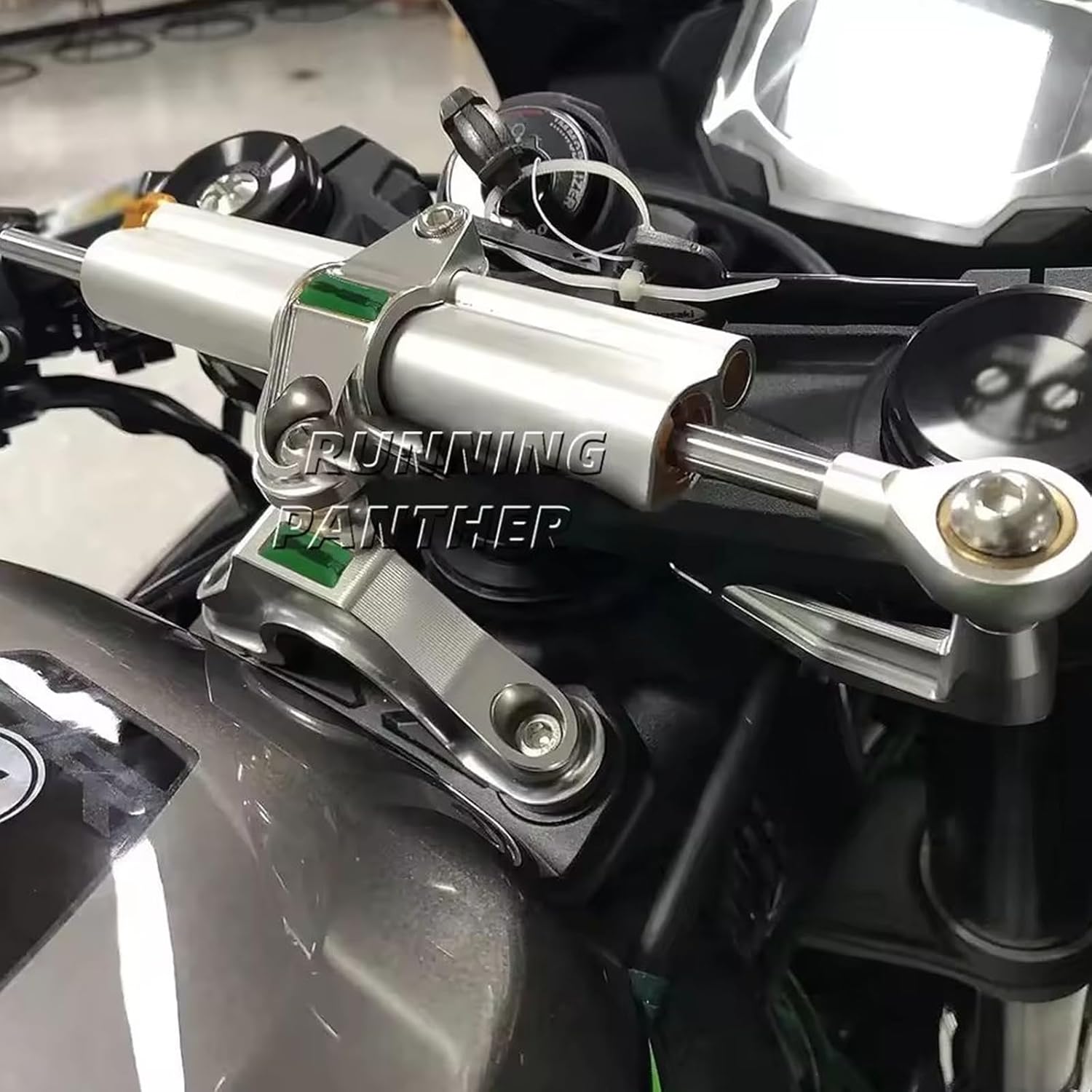 for Kawasaki Ninja ZX-6R ZX6R ZX 6R Motorcycle Accessories Handle Direction CNC Aluminum Steering Stabilizer Damper Bracket Mount Kit (O) (Black Bracket)