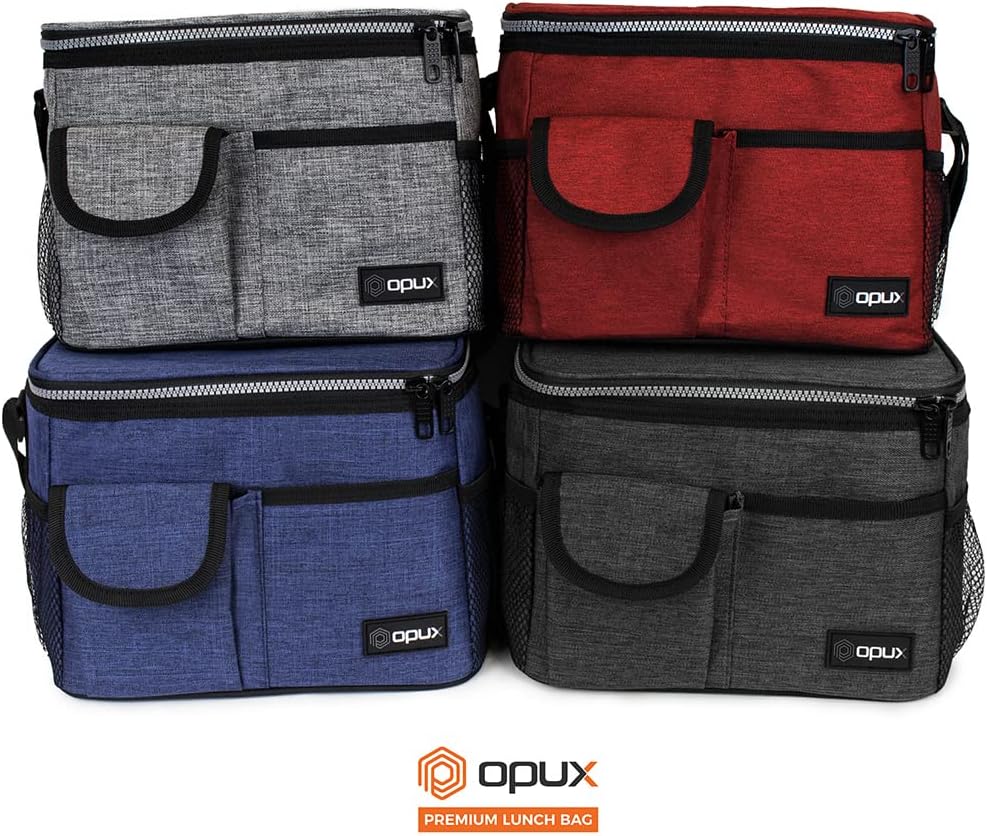opux Insulated Lunch Bag for Men Women, Leakproof Heather Red Lunch Box for Work, Portable Soft Lunch Cooler Bag with Shoulder Strap, Adult Lunchbox Lunch Pail for Kid Boy Girl School, 14 Can/8L - Image 8